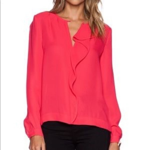 pink ruffle blouse long sleeve